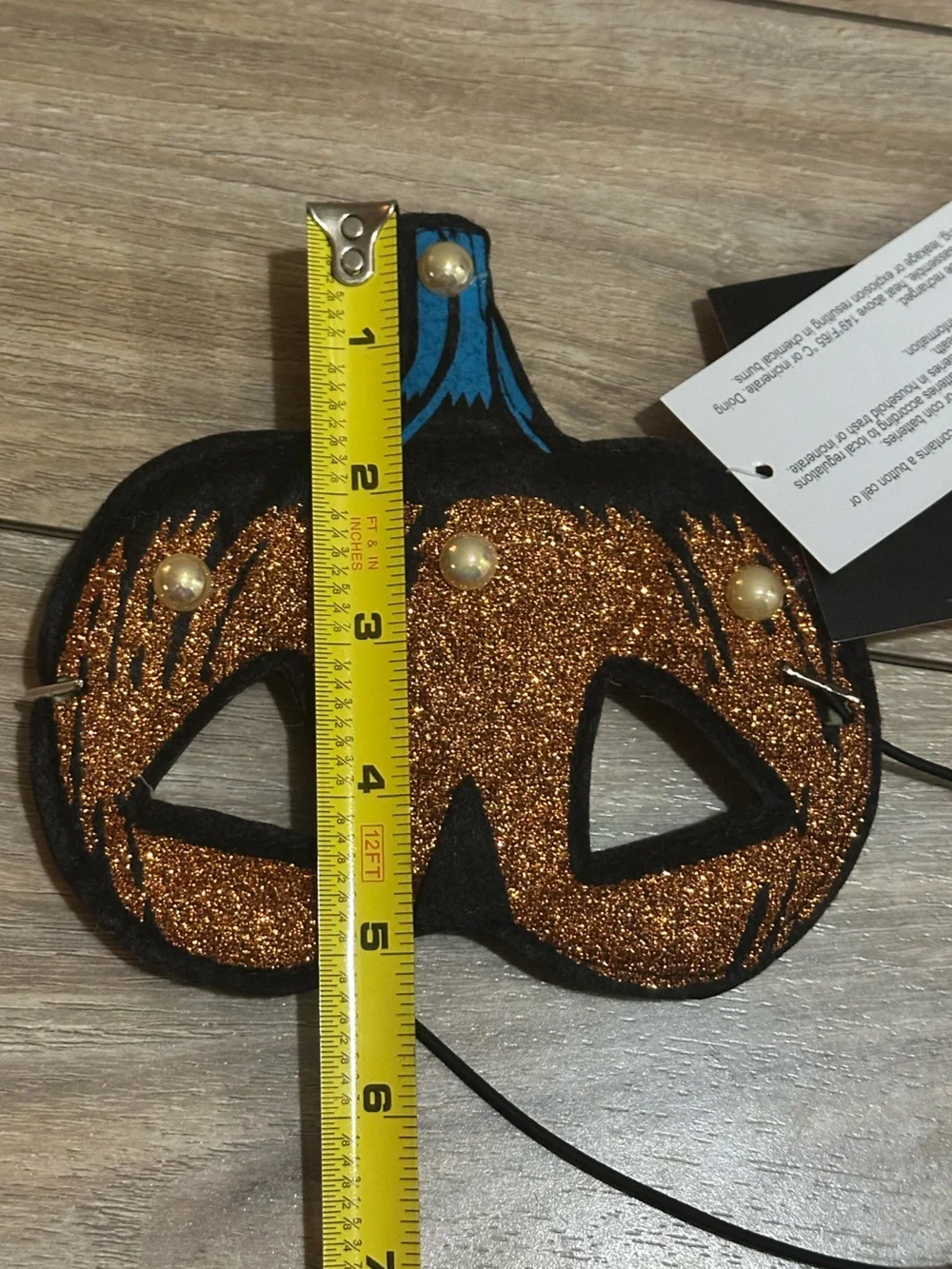 Kids light up Glitter Pumpkin Eye Mask - Orange & Black Halloween Accessory